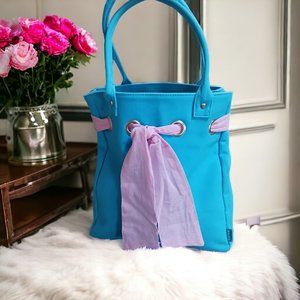 Ralph Lauren Blue Canvas Tote Shoulder Shopper Bag